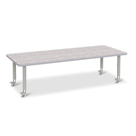 Jonti-Craft Berries Rectangle Activity Table, 30 in. x 72 in., Mobile, Driftwood Gray/Gray/Gray 6413JCM450